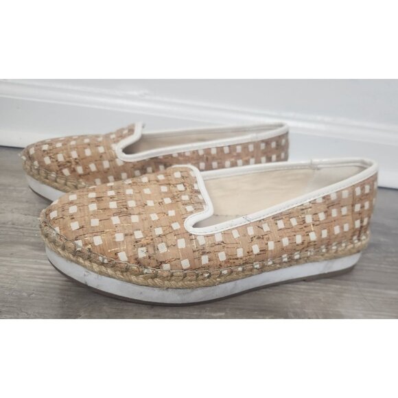 Sondra Roberts Women's Sz. 7 Ellie Cork Metallic Weaved Espadrille Loafers - Picture 1 of 10